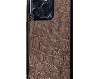 Funda de piel de cocodrilo para iPhone: Funda de lujo hecha a mano para el iPhone 15 Pro Max
