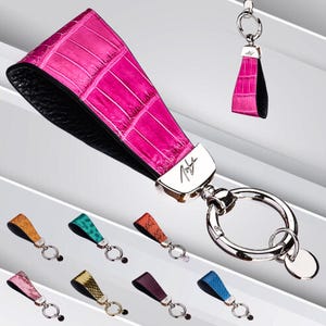 Miglior regalo di compleanno, portachiavi in pelle di alligatore di lusso, portachiavi in confezione regalo, portachiavi in pelle di alligatore regalo