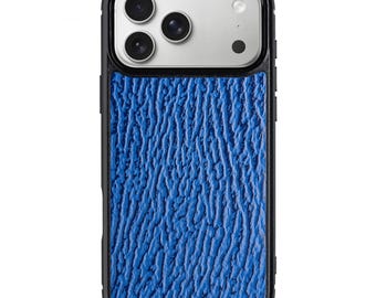 Blue Shark Leather Case for iPhone 17 Pro Max | Classic Phone Cover
