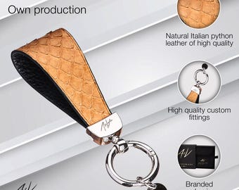 Handmade Python Leather Keychain: Luxury Key Fob Gift