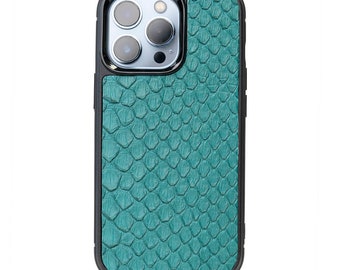 Luxury Python Skin iPhone 13 Pro Case: Handmade Italian Leather