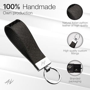 Handmade Python Leather Keychain: Slim Key Fob