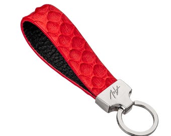 Red Python Leather Keychain: Luxury Gift