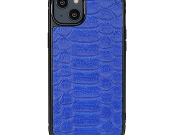 Luxury Python Leather iPhone 14 Max Case: Handmade Italian Design