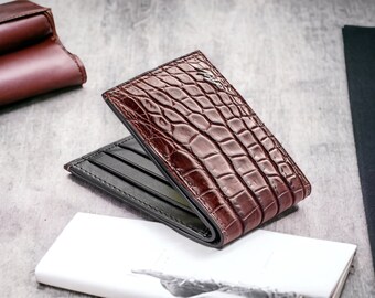 Luxury leather walet, Mom Gift, alligator skin wallet, Men designer wallet, leather brand wallet, luxury wallet