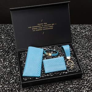 Handgefertigte Python Exklusive Accessories Geschenkbox, Brillenetui, Armband, Schlüsselanhänger & Kartenhalter, PYTHON Leder Accessoires Set in GIFT BOX