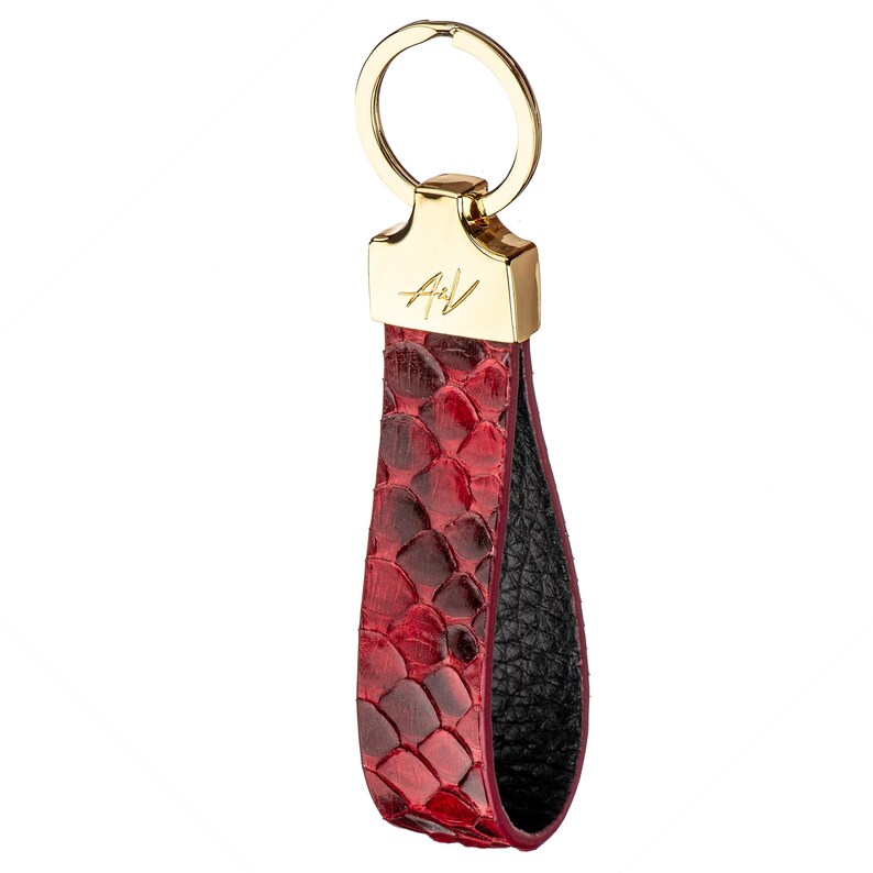 Handmade Python Leather Keychain, Exotic Skin Keyring image 7