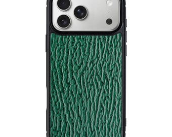 Forest Green Shark Leather Case for iPhone 17 Pro Max | Classic Phone Cover