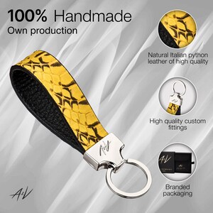 Handmade Python Leather Keychain, Exotic Skin Keyring image 4