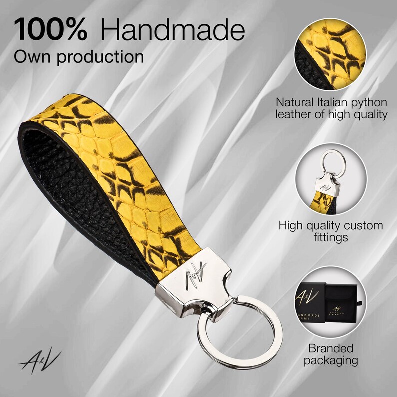 Handmade Python Leather Keychain, Exotic Skin Keyring image 4