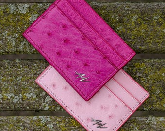 Handmade Ostrich Leather Card Holder: Exotic Gift Boxed Wallet