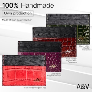 Handmade Alligator Leather Card Holder: Minimalist Wallet