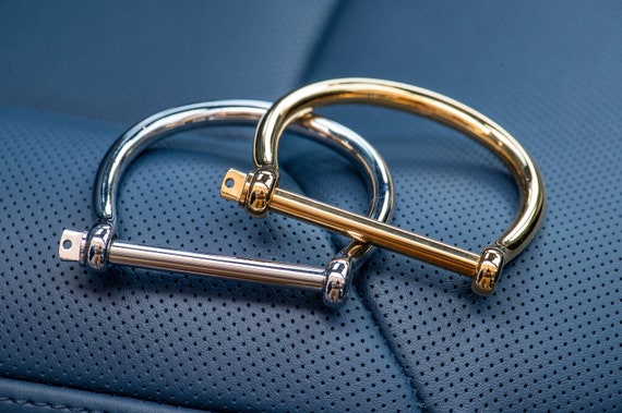 Men's Stainless Steel Screw Bar Bangle: Gold & Silver Cuff Bracelet