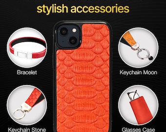 Python Leather iPhone 14 Max Case: Handmade Italian Leather