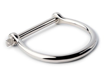 Silver Plated Stainless Steel Cuff Bracelet - Shackles Design