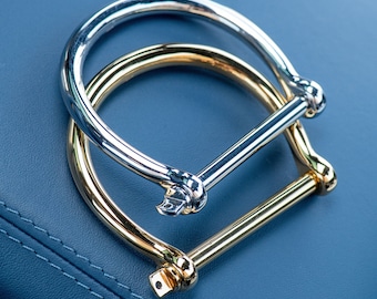 Gold & Silver U-Shaped Cuff Bracelet - Stainless Steel Bangle for Men