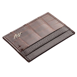 Luxus Handgefertigter Kartenhalter | Alligator Leder Kartenetui | Einzigartige Geschenke | Geschenkideen | Handgefertigte Leder Geldbörse | Kroko Leder Accessoires