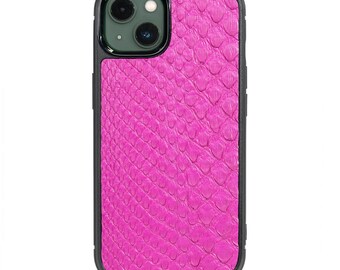 Luxus Python Skin iPhone 13 Hülle aus Handgefertigtem Italienischem Leder