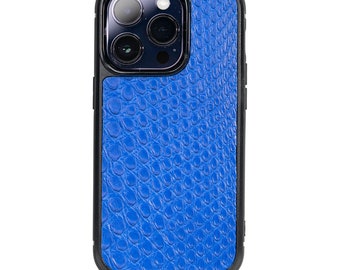 Handmade Python Leather iPhone 14 Pro Case: Matte Finish