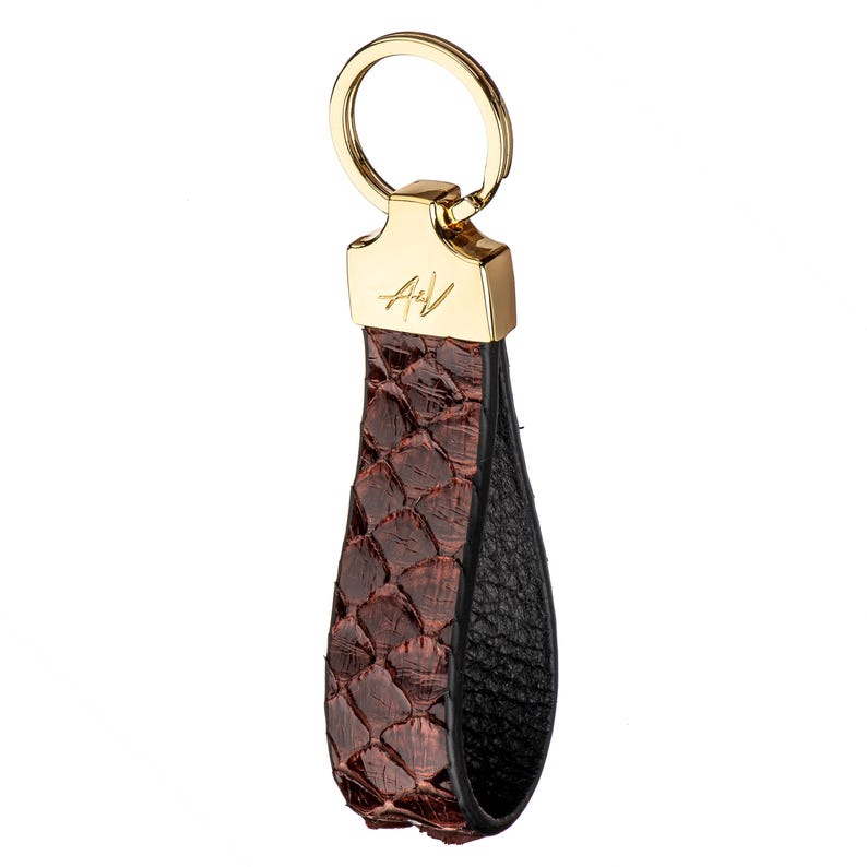 Handmade Python Leather Keychain, Exotic Skin Keyring image 9