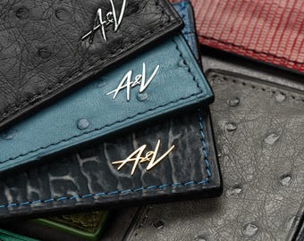 Handmade Ostrich Leather Cardholder: Luxury Card Case Wallet