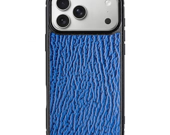 Blue Shark Leather Case for iPhone 17 Pro | Classic Phone Cover