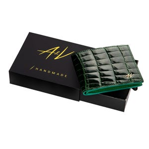 Carteira de couro de jacaré, walet de couro de luxo, carteira autêntica, carteira de designer, carteira de jacaré masculina, carteira de marca de couro