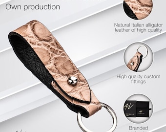 Llavero de piel de caimán hecho a mano: un llavero de lujo