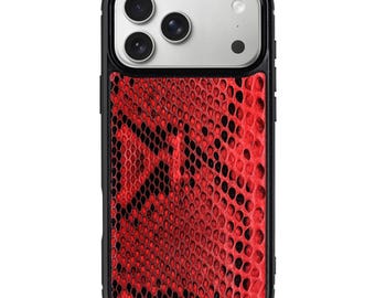 Dark Ruby Python Leather Case for iPhone 17 Pro | Classic Phone Cover