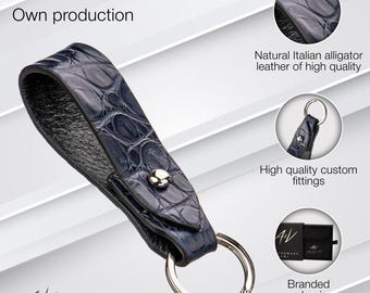 Llavero de piel de caimán artesanal: llavero de lujo en caja de regalo