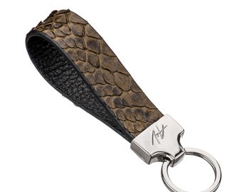Llavero de piel de pitón, accesorio hecho a mano
