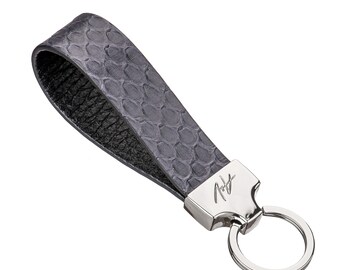 Handmade Python Leather Keychain: Colorful Key Ring