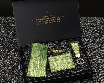 Luxury PYTHON Handmade Accessories Gift Box, Glasses case, Bracelet, Keychain & Cardholder, Exclusive Accessories Set in GIFT BOX,