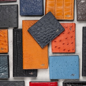 Cartera de cuero de avestruz, billetera real, mejores carteras de cuero, billetera de diseñador, billetera de cuero de avestruz, cuero de lujo, billetera de avestruz para hombre