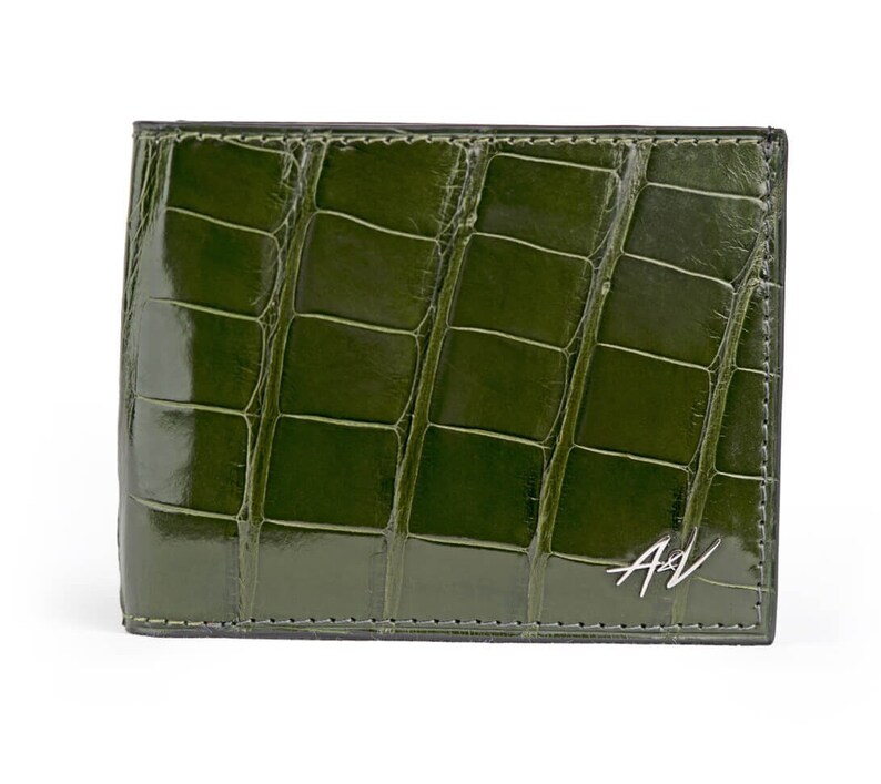 Handmade Green Alligator Wallet for Men Custom Leather Wallet Etsy
