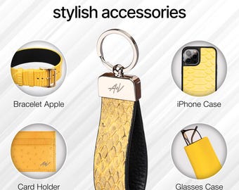 Python Leather Keychain: Handmade Steel Key Ring