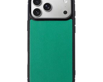 Deep Green Goatskin Leather Case for iPhone 17 Pro | Classic Phone Cover
