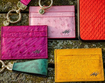 Handmade Ostrich Leather Cardholder: Slim Unisex Wallet