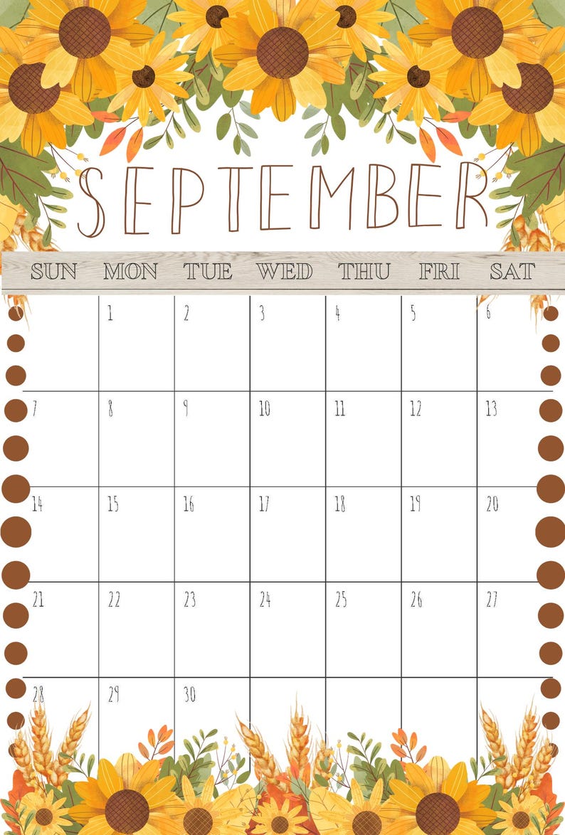 September 2025 Calendar (printable) - Etsy