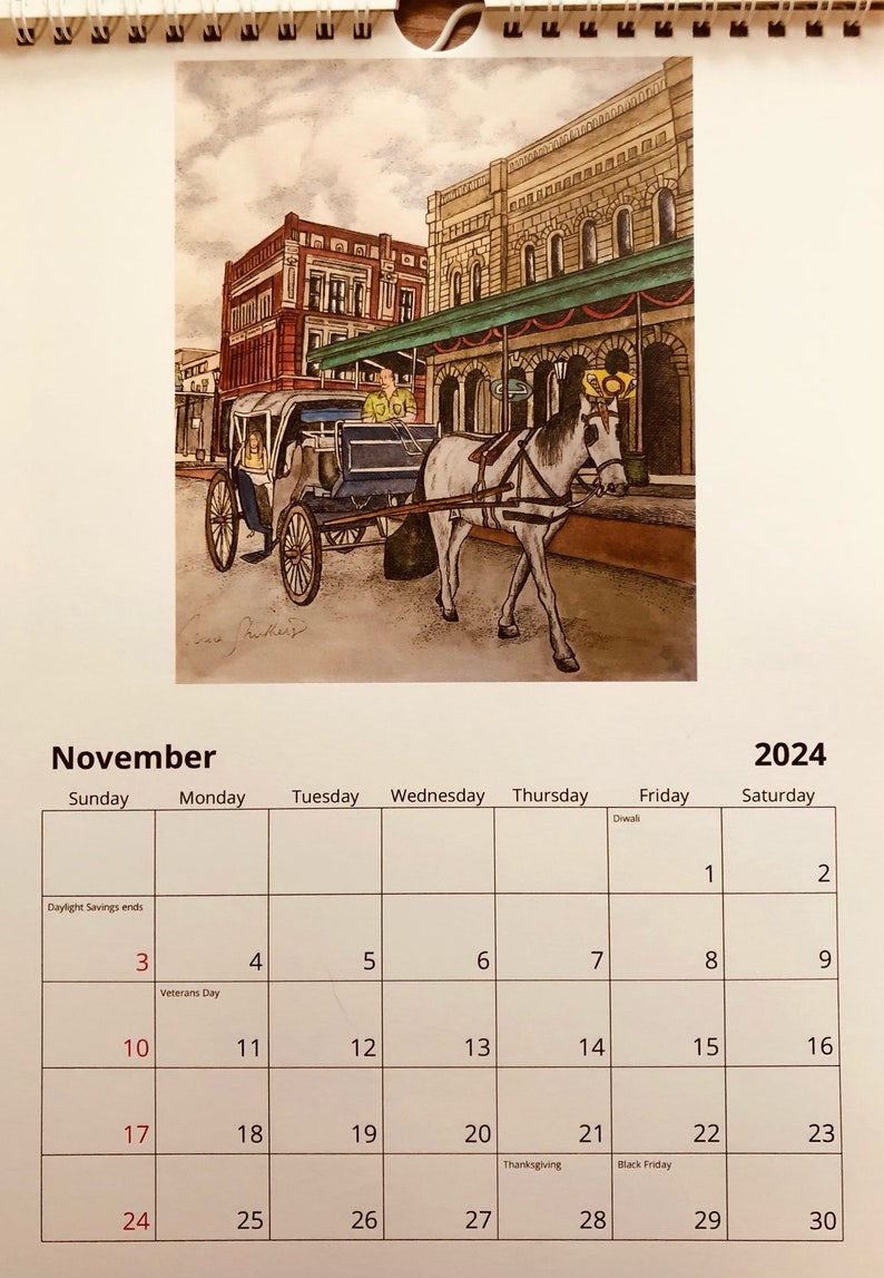 Galveston Calendar 2024 by Texas Artist Nina Struthers Etsy