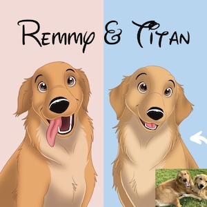 Retrato de mascota personalizado en caricatura / Retrato de gato, perro, caballo o conejo a partir de una foto / Estilo de caricatura / Regalo personalizado / Impresiones digitales / Arte de ilustración