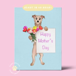 Custom Cartoon Dog Art, Funny Custom Gift for Dog Mom, Personalized Pet Drawing, Cute Pet Art for Mom, Mother's Day Pet Portrait