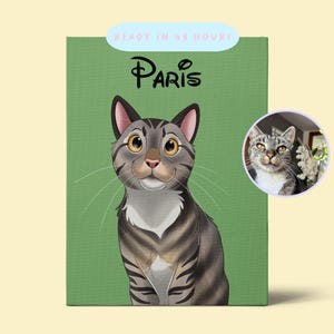 Custom Digital Pet Illustration, Cartoon Style Cat & Dog Portrait, Hand-Drawn Pet Art, Personalized Gift for Pet Owners
