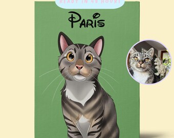 Custom Digital Pet Illustration, Cartoon Style Cat & Dog Portrait, Hand-Drawn Pet Art, Personalized Gift for Pet Owners