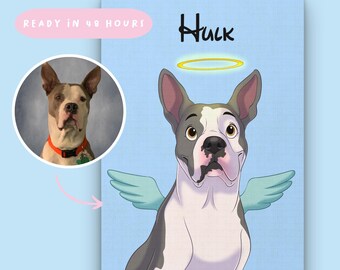 Custom Cartoon Pet Portrait, Dog and Cat Cartoon Art, Personalized Pet Lover Gift, Digital Pet Illustration, Pet Memorial Art, Pet Loss Gift