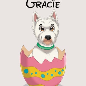 Portrait d'animal de compagnie de Pâques personnalisé | Portrait de chat, chien, cheval à partir d'une photo | Style dessin animé | Cadeau personnalisé | Impressions numériques | Illustrations
