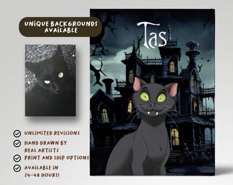 Halloween Pet Portrait | Spooky Pet Art | Custom Pet Art | Halloween Pet Gifts | Funny Pet Portraits | Halloween Pet Gift for Pet Lovers