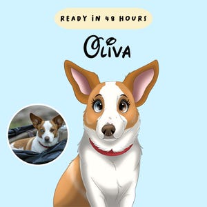 Custom Christmas Pet Cartoon Art, Holiday Gift for Pet Lovers, Personalized Pet Portrait from Photo, Cute Pet Illustration | Pet Portrait