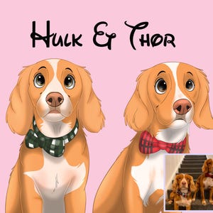 Aangepaste cartoon huisdierportret | Portret kat, hond, paard en konijn van foto | Cartoonstijl | Aangepast cadeau | Digitale afdrukken | Illustratiekunst