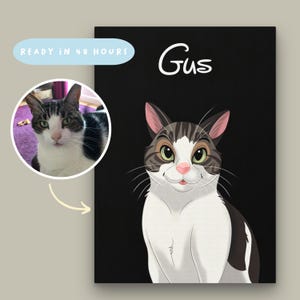 Ilustración de mascota de dibujos animados personalizada, lindo dibujo de mascota a partir de una foto, regalo para mascota personalizado, arte imprimible para mascotas, regalo para amantes de las mascotas